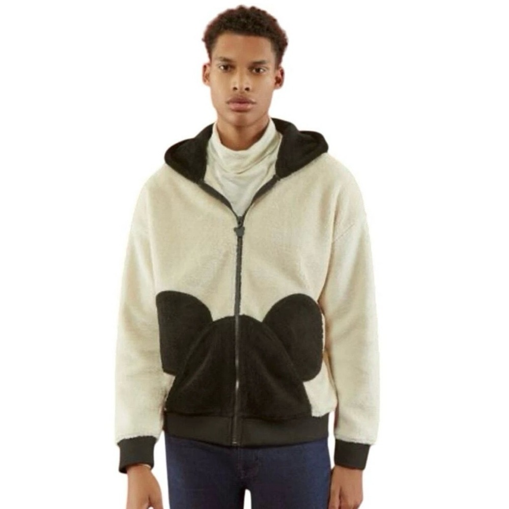 Disney X Forever 21 Hidden Mickey Mouse Sherpa Jacket Hooded Full Zip Men Small
